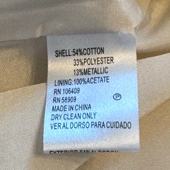 CREMIEUX Women's Ivory Jacquard Metallic Gold Shimmer Cocktail Mini Dress Sz 12 - Picture 11 of 12